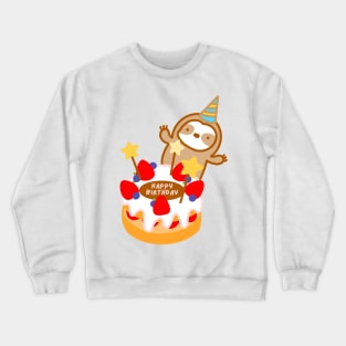 Cute Birthday Cake Sloth Crewneck Sweatshirt